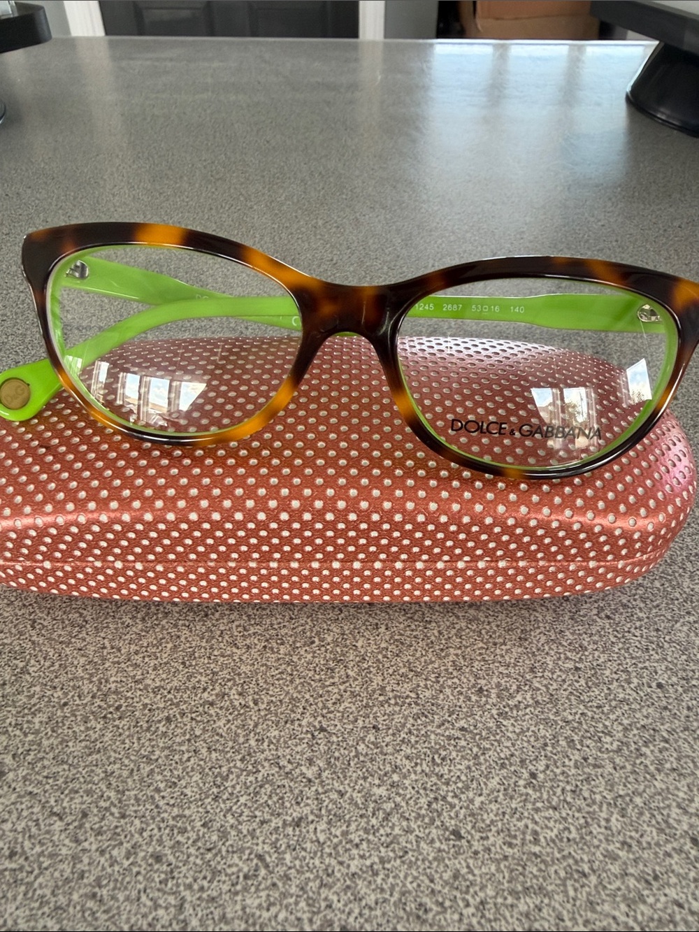 Dolce & Gabbana RX Tortoiseshell Frames with Lime Green Temples